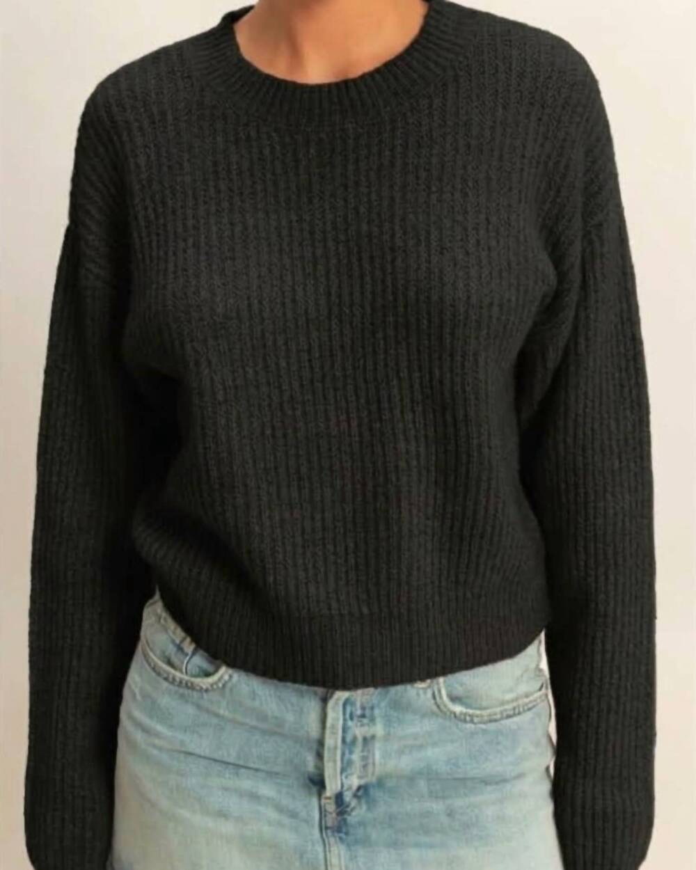 NEW HYFVE ribbed crew neck sweater in black